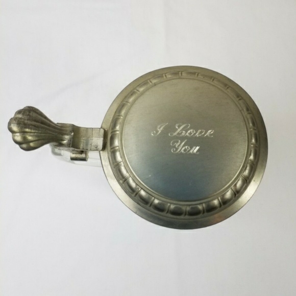 ALWE Vintage Glass Etched Wild Deer Beer Stein Mug Tankard w/Pewter Lid Italy - Picture 5 of 8